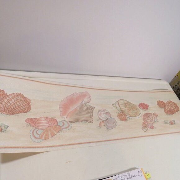 Seashells Wallpaper Boarder (3) Rolls (Shimmer Surface) 7" tall - Picture 1 of 12